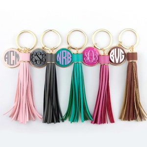 Long Monogram Tassel Keychain, Purse Tassel, Bridesmaid Gift, Car Keys