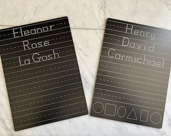 Tableaux noirs personnalisés | Double face | Pratique de l'écriture | Alphabet et chiffres | Cadeau éducatif | Tout-petit