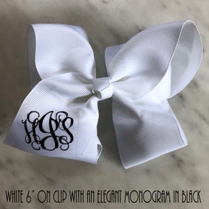 Monogrammed Bow,  6&quot; on Clip, Personalized Bow, Monogrammed
