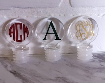 Monogrammed Wine Stopper, Hostess Gift, Personalized Stopper, Bottle Stopper