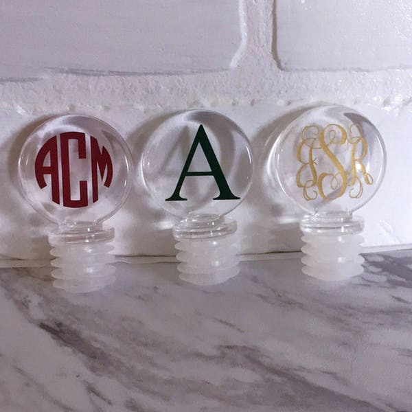 Monogrammed Wine Stopper, Hostess Gift, Personalized Stopper, Bottle Stopper