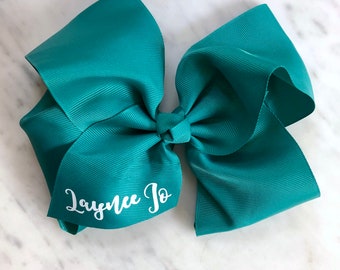 Monogrammed Bow, 8"  Hairbow on Clip, Personalized Bow, Monogram, Baby Shower