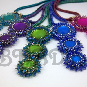 PDF Beading Pattern - Three Moon Necklace - Bead Embroidery - Tutorial