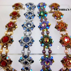 Beading Pattern VICTORIA&#39;S CROWN - Instruction of a Bracelet Earrings and Ring set - Tutorial