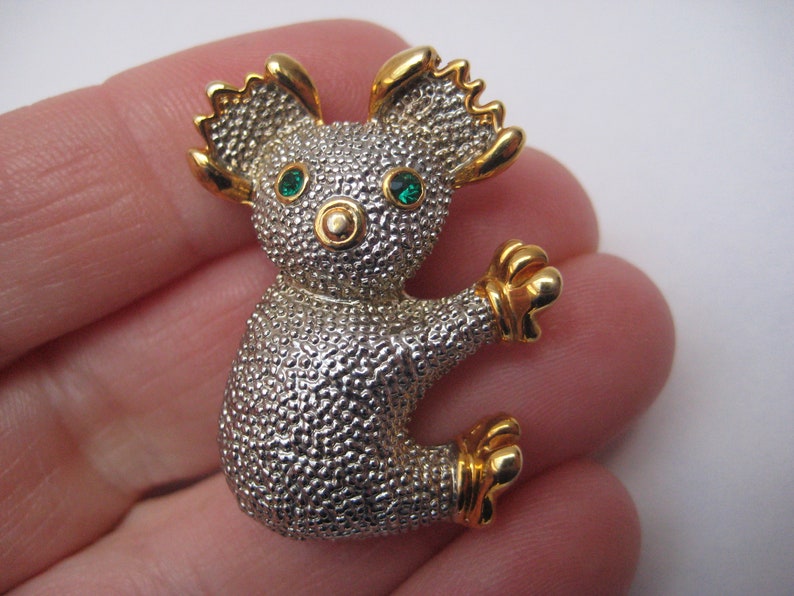 Vintage jaren 1980 schattige Koala broche afbeelding 1