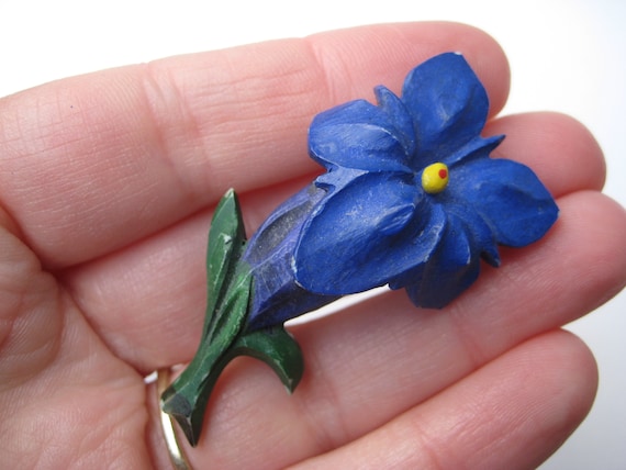 Vintage 1950s Celluloid Edelweiss Alpine Flower Brooch