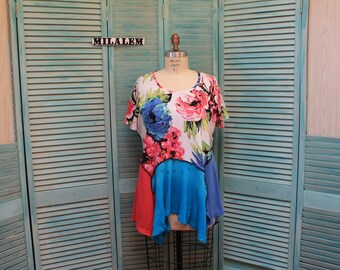 M L Boho Patchwork Shabby Chic Summer Tunic Top Festival T-shirt Dress