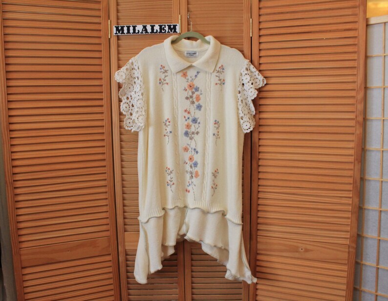 Boho Sweater Vest Xl2x Upcycled Clothing Womens Jumper Funky Etsy