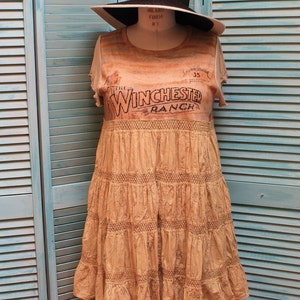 XL-1X Summer Tunic Dress: Upcycled Western Ranch Babydoll Top
