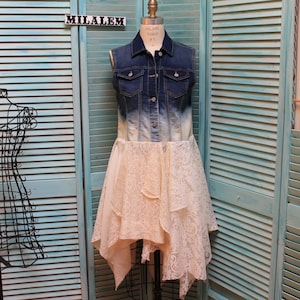Lace Duster Vest: Romantic Boho Denim Sleeveless Top