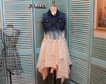 Lace Duster Vest: Romantic Boho Denim Sleeveless Top
