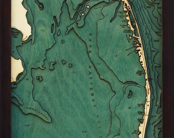 Outer Banks Wood Map - Etsy
