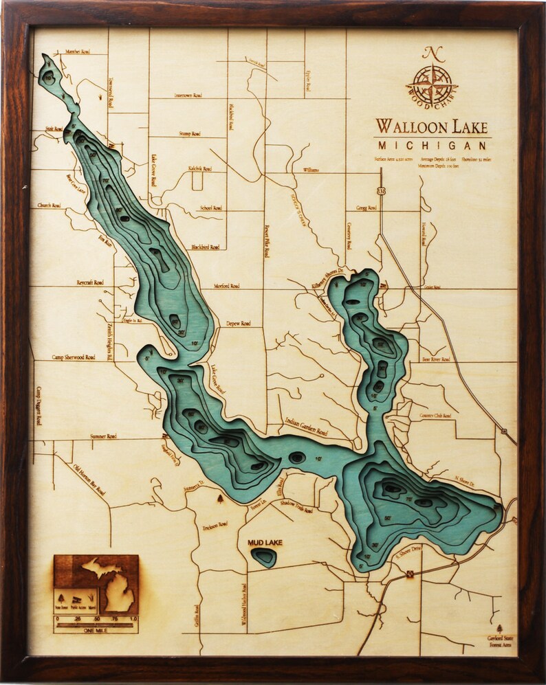 WALLOON LAKE MICHIGAN 16 X 20 Lasercut Etsy