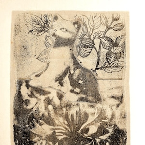 Pussycat ***Monotipo ORIGINALE***Monotipo originale***stampa gelli***pezzo unico***Fatto a mano**Stile vintage ***Stampa artistica