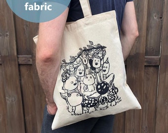 Cotton Tote Bag - mushrooms, acorn, birthday - gift - funny bag - tote bag