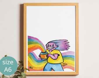 Rainbow Jar - Decor, funny, watercolor illustration, - LGBTQ - Queer - Love is Love - pride