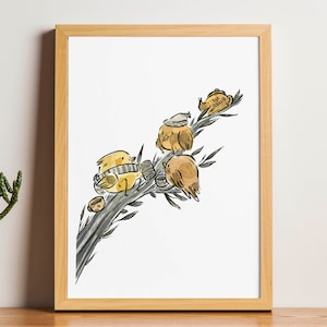 Birds Art Print - illustration aquarelle, carte A6, cadeau