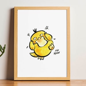 Psy Art Print - ilustracja akwarelowa, karta A6, prezent anime
