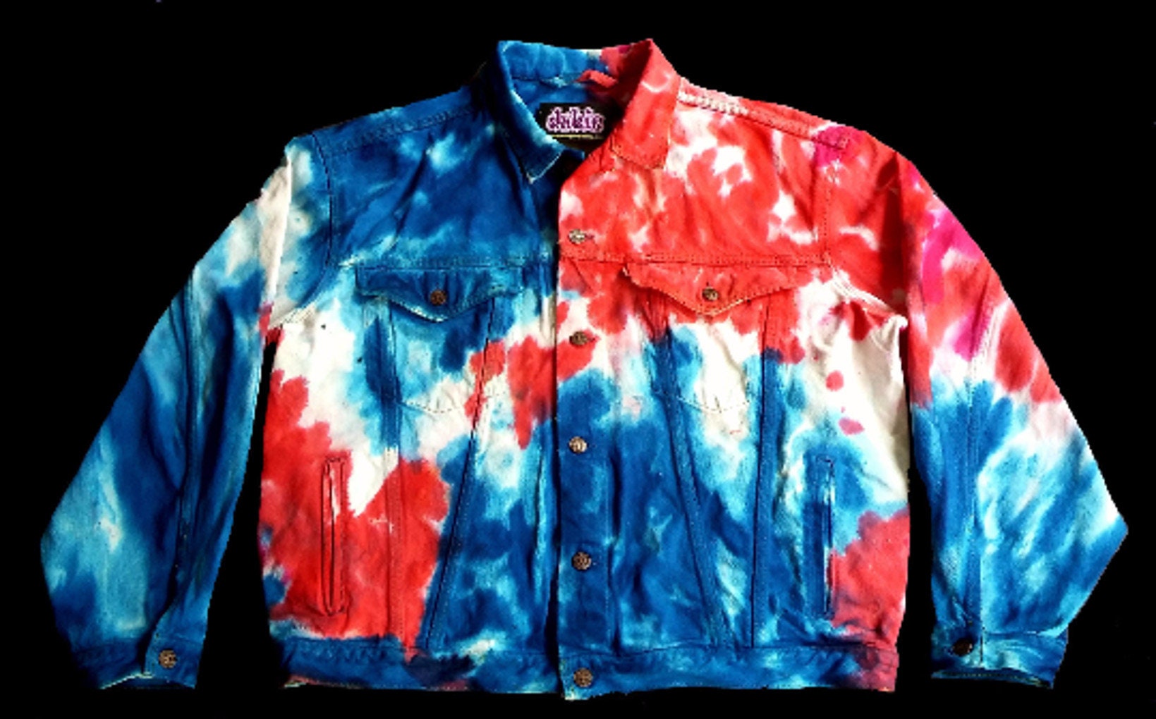 red white and blue jean jacket