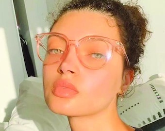 Rose Gold Blue Light Glasses – Rounded Square, Anti-Glare Screen Protection