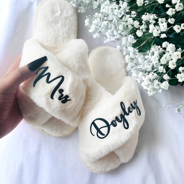 Mrs Slipper | Personalized Bride Slipper | Future Mrs Wife Bachelorette Party Wedding Gifts Wedding Spa Sleepover Girls Night Favor