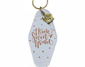 Home Sweet Home Motel Key Tag – Retro Keychain for New Homeowners | Housewarming Gift, Realtor Client Gift, Dream House Accessory |