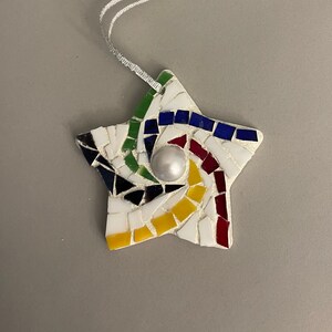 Christmas ornament Stained Glass Mosaic Christmas Star Ornament Handmade ornament star tree ornament Stained glass mosaic art Star ornament