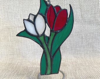 Tulips Suncatcher, Stained Glass tulip Flowers, Sun Catcher glass spring flowers, forever flowers