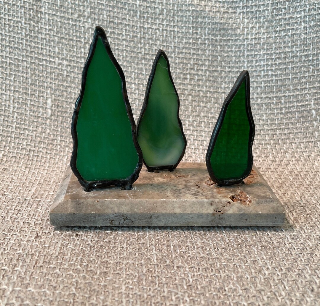 Mini Forest Stained Glass Paperweight Stained Glass Art Tree