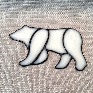 Polar bear, Stained glass polar bear,  White polar bear, Christmas ornament