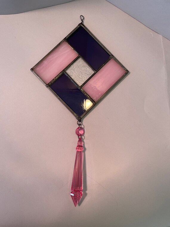 Stained Glass Gift Stained Glass Panel Pink and Purple Sun Etsy