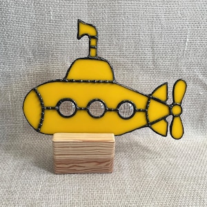 Yellow submarine stained glass , Kids room décor, Beatles fan gift, fun room décor