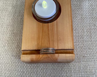 Art holder with candle, Tea light candle art stand, Stained glass or fused glass stand with candle