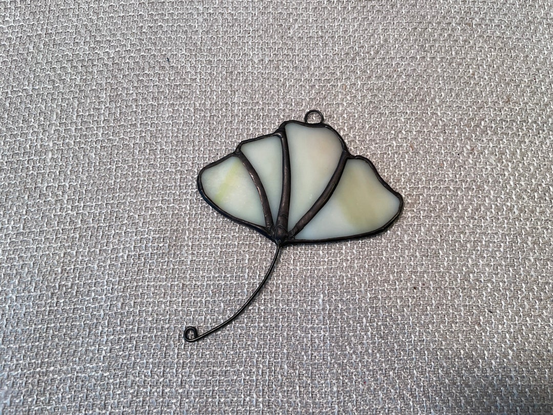 Ginkgo Leaf Stained Glass Ginkgo Suncatcher Gold Glass Leaf Etsy