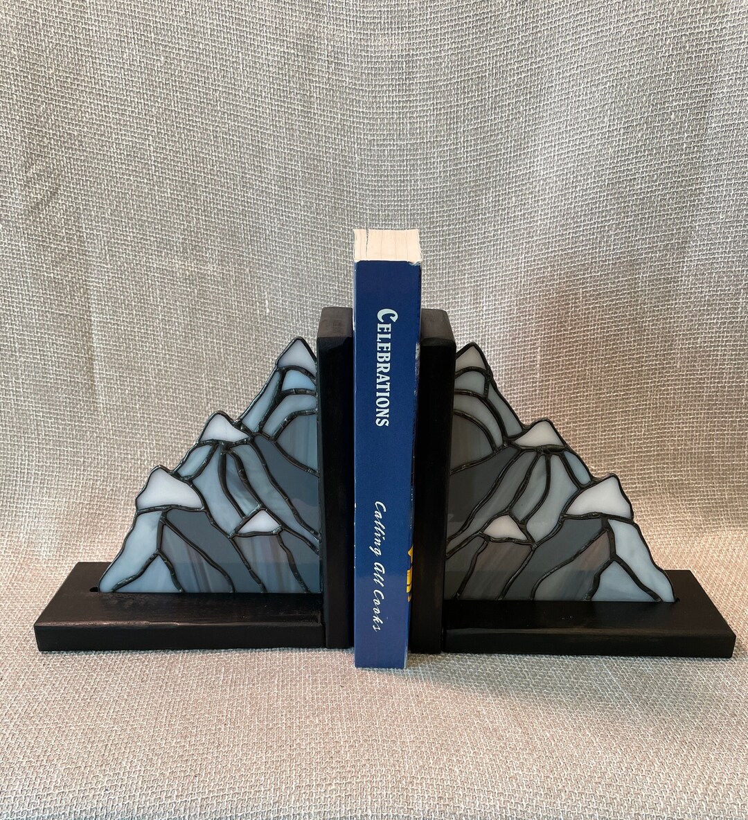 Stained Glass Bookends Mountain Bookends Snow Capped Etsy
