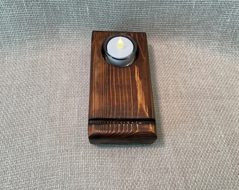 Sun catcher stand with tea light candle, wooden display stand for glass art, stained glass or fused glass art stand with candle