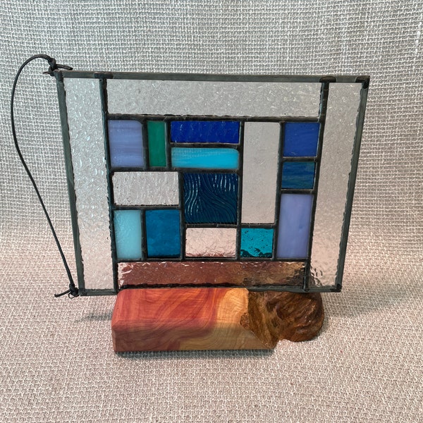 Fused glass stand, Cedar display stand for art, Stained glass display stand, Rustic reclaimed wood stand, Canvas panel display, Art display