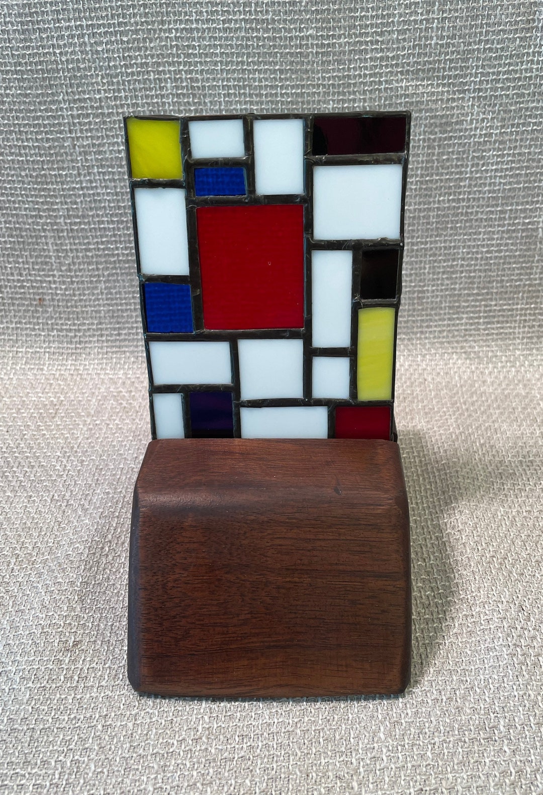 Art Holder Handcrafted Beveled Front Display Stand Salvaged Walnut Wood