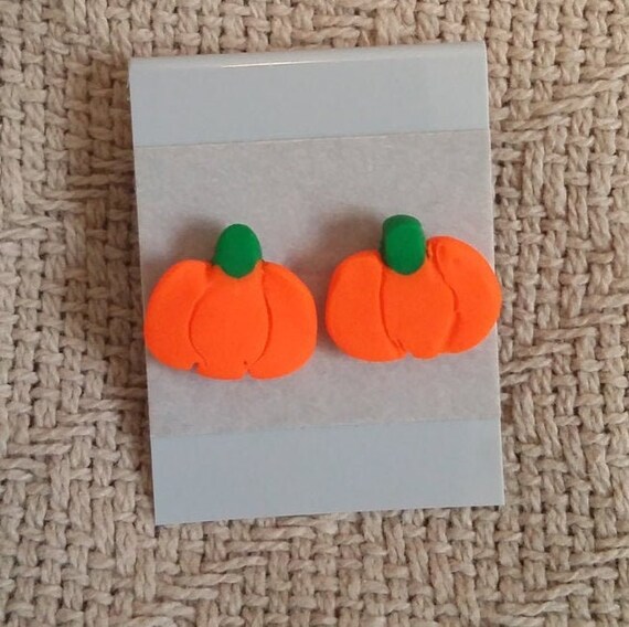 Pumpkin Earrings, Polymer Clay Earrings, Pumpkin Jewelry, Orange Earrings, Halloween Earrings, Seasonal Earrings, Polymer Clay art earrings