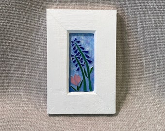 Floral wall art Framed Stained Glass Flower Mosaic Wall Hanging Floral mosaic Framed stained glass mosaic art Snapdragon mosaic Wall hanging