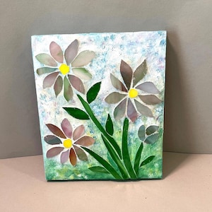 Floral mosaic wall art, Stained glass mosaic wall art, Mosaic wall hanging, nature lover gift, Mother&#39;s Day gift