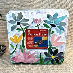 Picture frame, mosaic floral stained glass photo frame, floral mosaic photo frame, memory frame, nature lover gift
