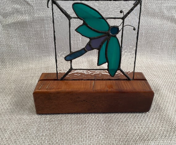 Art holder Handcrafted Double-Sided Display Stand Salvaged Cedar Wood Suncatcher stand Stained glass or fused glass art stand artwork holder