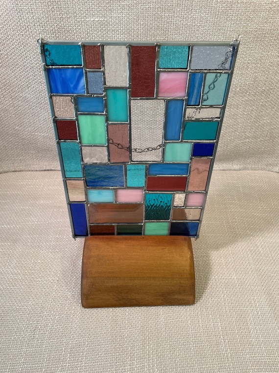 Holder for art Salvaged Wood Rounded Front Art Stand Rustic Stand to Showcase Your Art Sun catcher stand Stained or Fused glass art stand