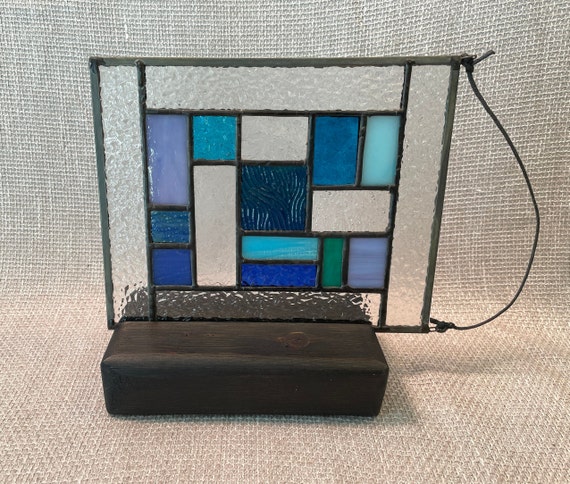 2 sided display stand, Fused art stand, Stained glass stand, Art holder, Fused glass art stand, Reclaimed wood stand, Dark art display stand