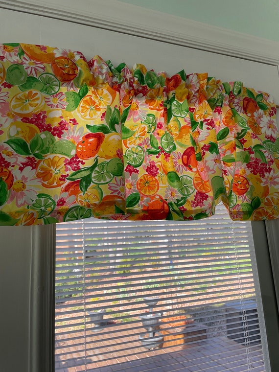 Citrus Fruit Inspired Window Valance Citrus Topper Vibrant Cheerful Room décor Colorful Window Décor Fruit Valance Citrus Window treatment