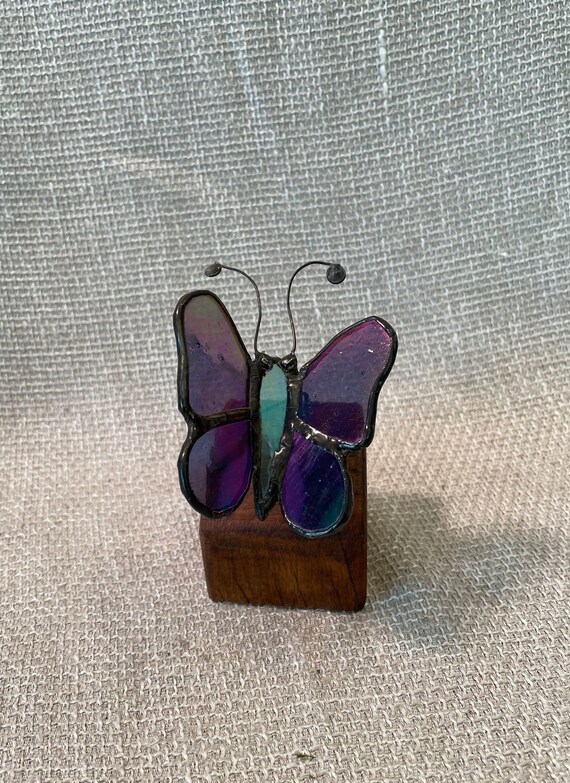 Iridescent stained glass butterfly, Stained glass butterfly art, Butterfly lover gift, Butterfly stained glass, Nature lover gift, Glass art