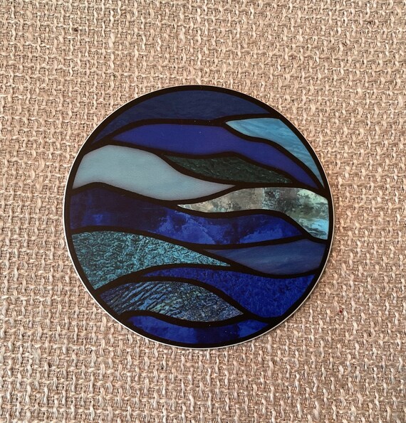 Ocean waves sticker, 3 inch waves sticker, Abstract art sticker, Blue ocean sticker, Porthole view sticker, Ocean sticker, Artwork sticker