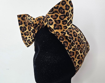 Leopard print cotton Dolly bow squared ends