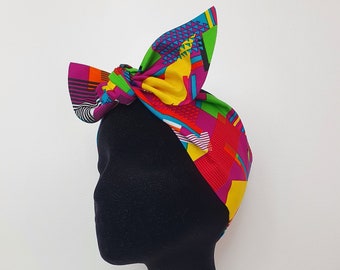 Brights retro head scarf hair wrap pin up style hair accessory headscarf Abstract 90s 80s